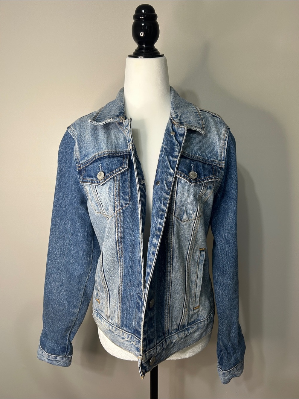 Abercrombie & Fitch Two-Tone Denim Jacket in Light and Medium Blue